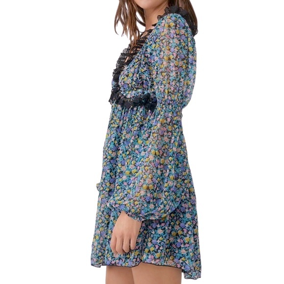 NWT FREE PEOPLE Pennie Babydoll Minidress in Green Combo - Picture 4 of 13